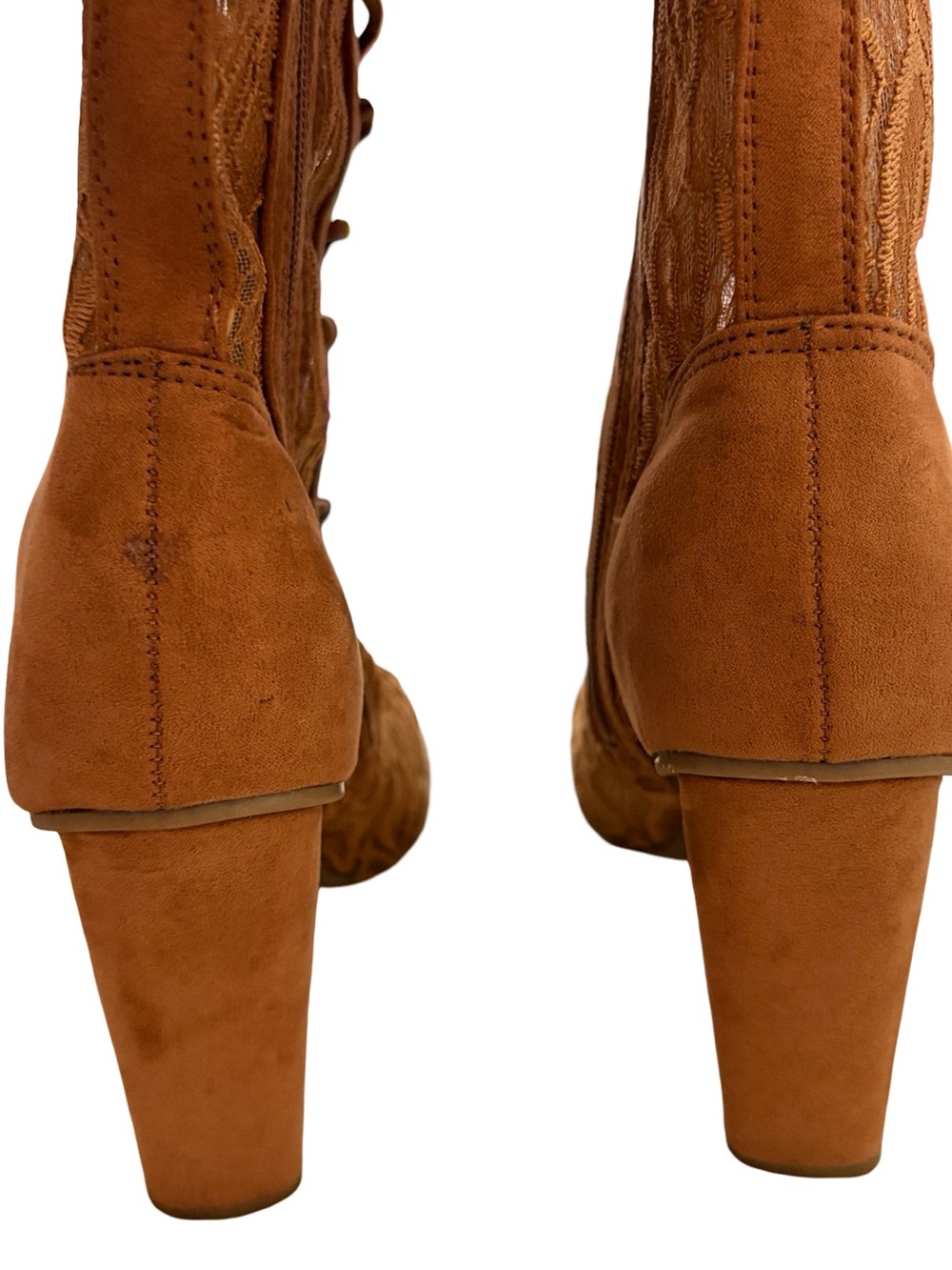 Bamboo Brown Lace Over The Knee Peep Toe Lace-Up Boots NWOT Size 8 - Picture 5 of 8